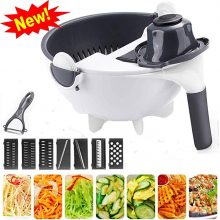 Magic Multi functional Rotate Vegetable Cutter With Drain Basket