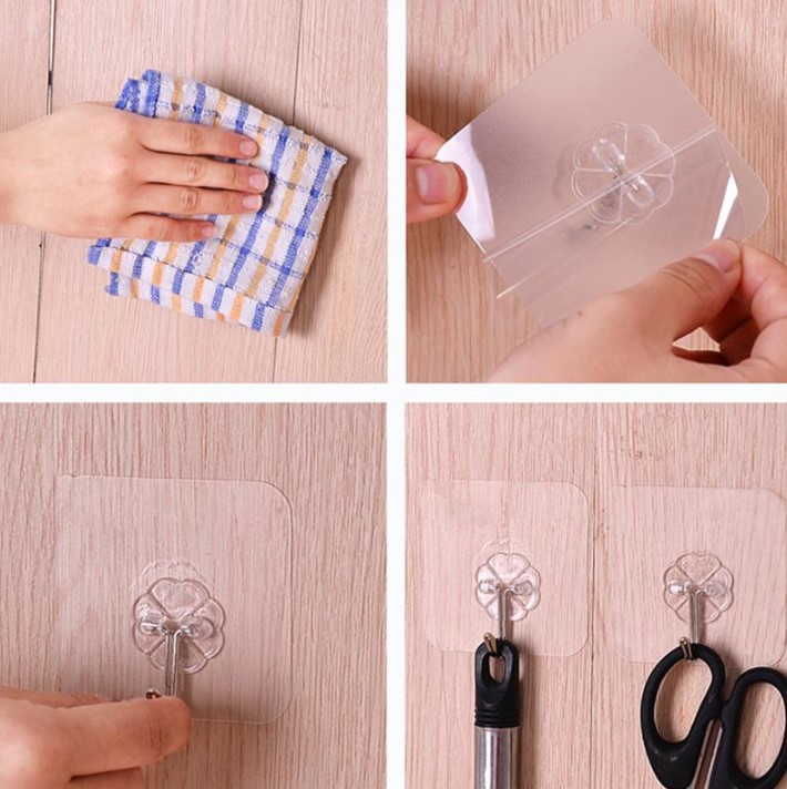 Transparent Self Adhesive Bathroom Kitchen Door Wall Hooks 5Pcs - EasyShop
